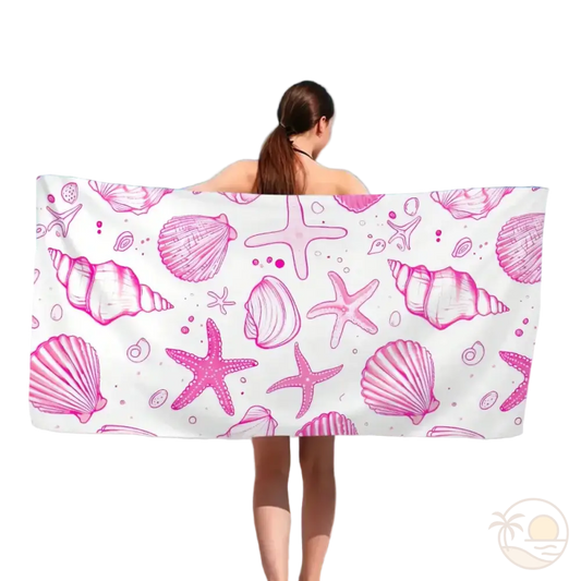 serviette de plage coquillage rose femme
