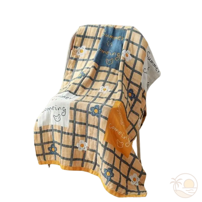 serviette de plage en coton carreaux