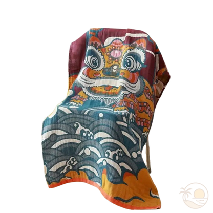 serviette de plage en coton dragon chinois