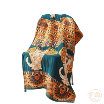 serviette de plage en coton elephant dore