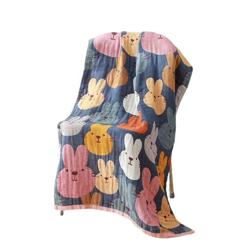 serviette de plage en coton lapins multicolores