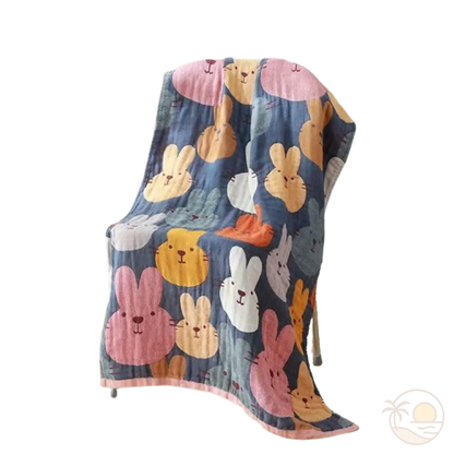 serviette de plage en coton lapins multicolores