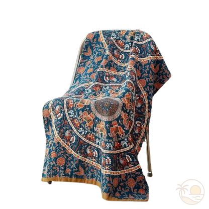 serviette de plage en coton mandala bleu