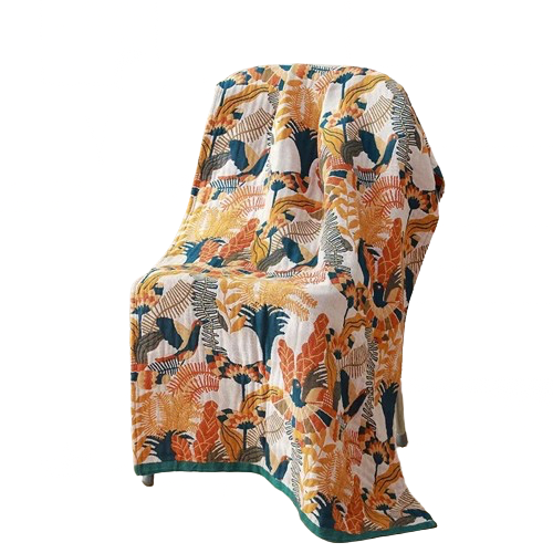 serviette de plage en coton oiseaux foret