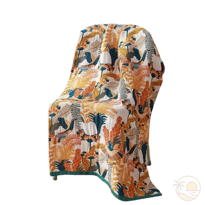 serviette de plage en coton oiseaux foret