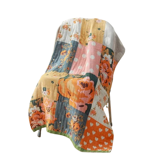 serviette de plage en coton patchwork coeurs