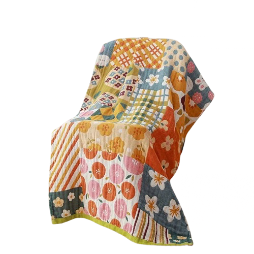 serviette de plage en coton patchwork fleurs