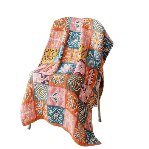 serviette de plage en coton patchwork psychedelique