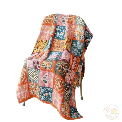 serviette de plage en coton patchwork psychedelique