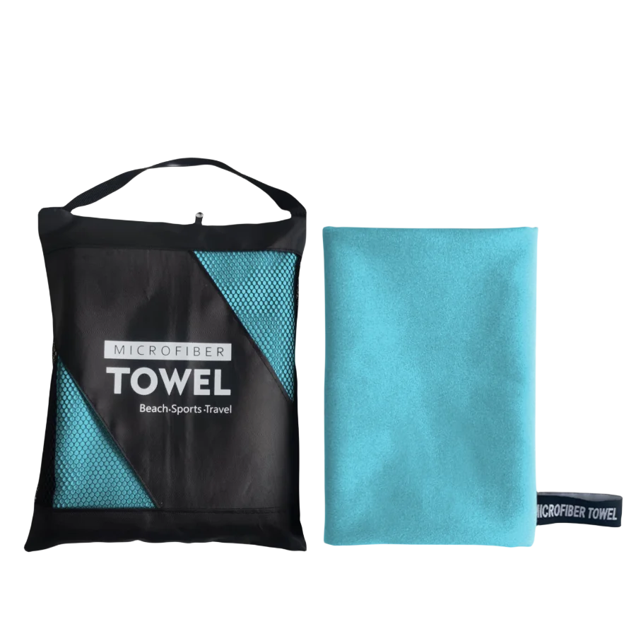 serviette de plage en microfibre bleu clair