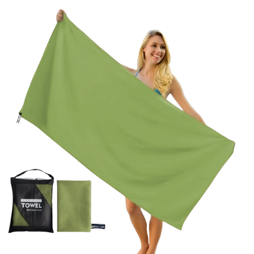 serviette de plage en microfibre femme face
