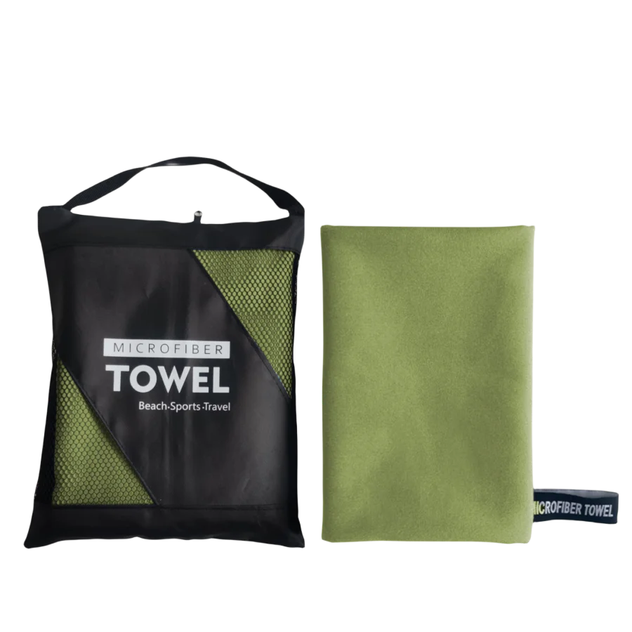 serviette de plage en microfibre vert foncé