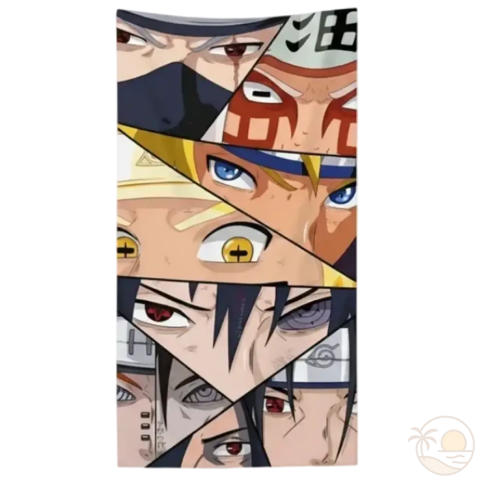 serviette de plage naruto collage visages