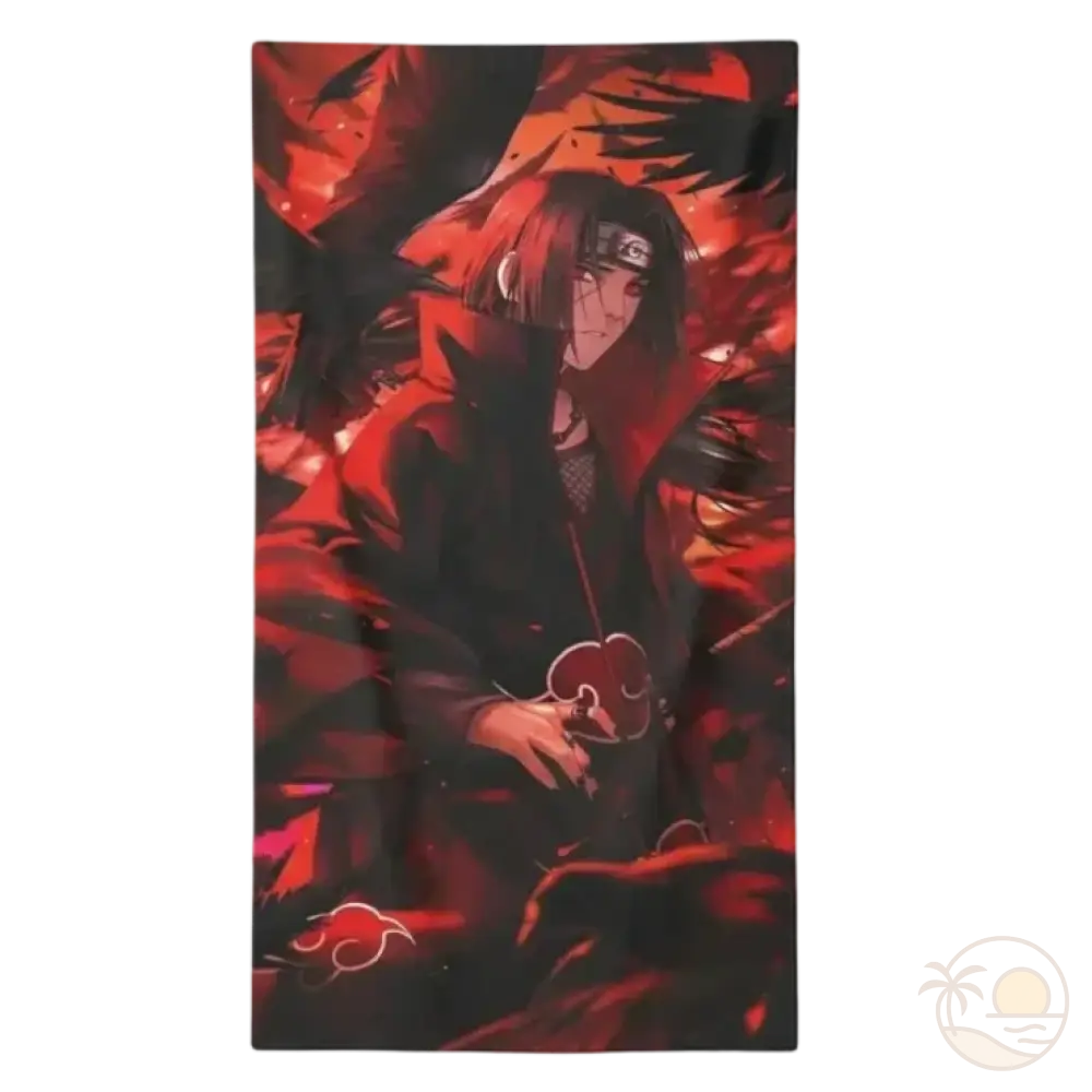 serviette de plage naruto itashi uchiwa corbeaux akatsuki