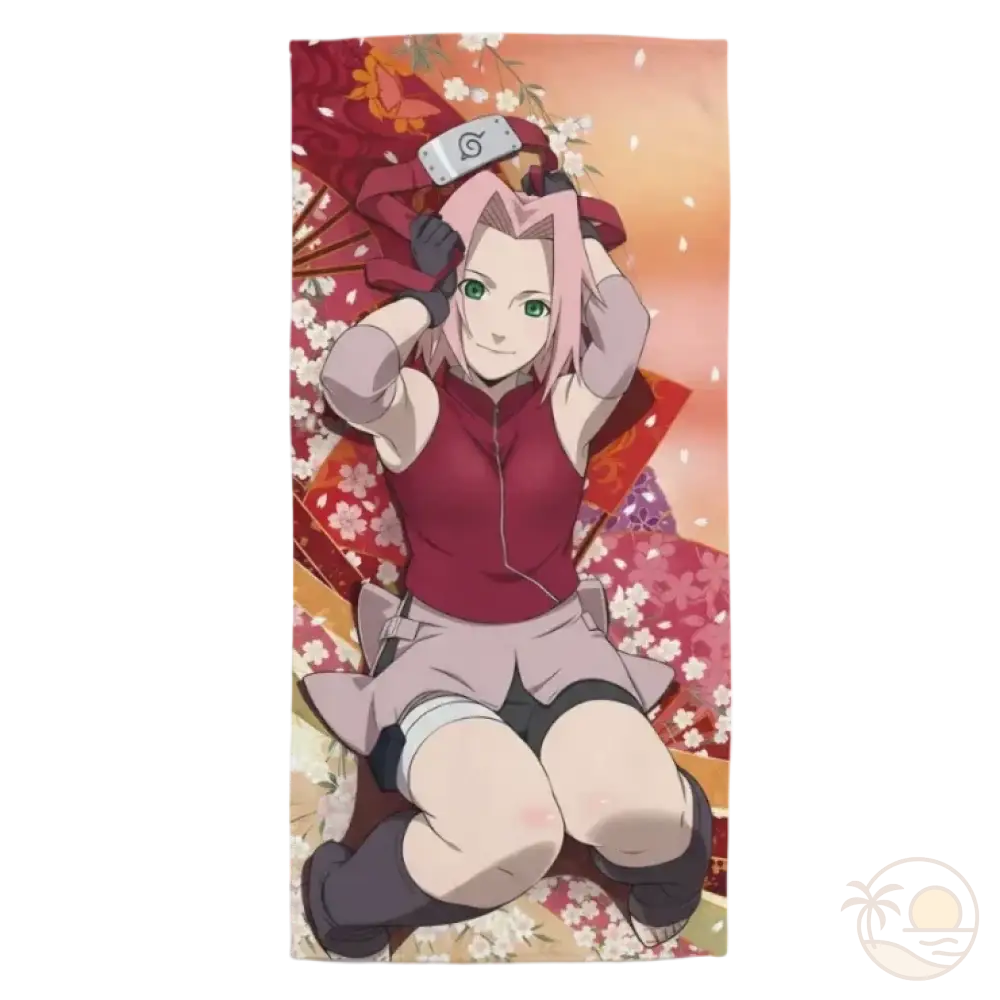 serviette de plage naruto sakura haruno combat