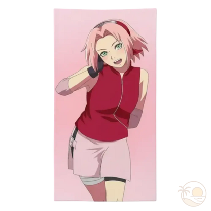 serviette de plage naruto sakura haruno fond rose