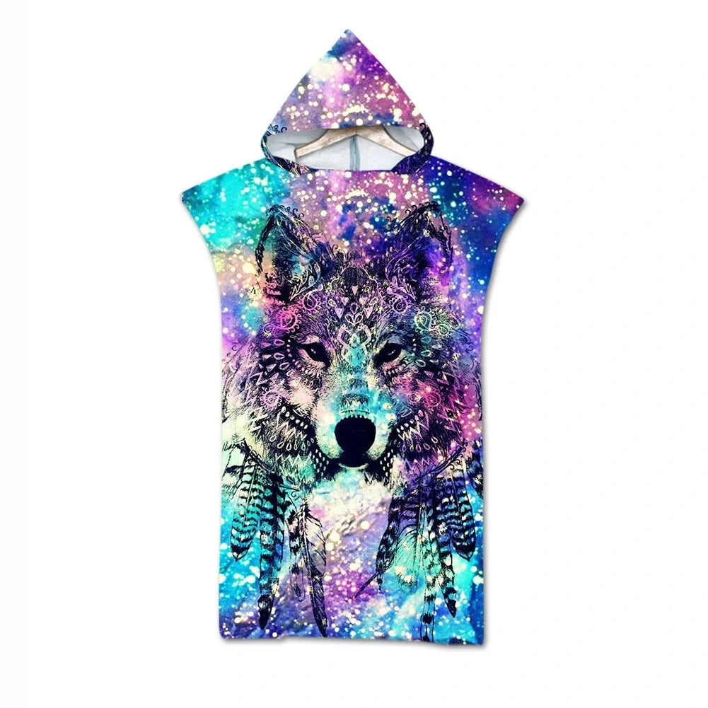 serviette de plage poncho loup