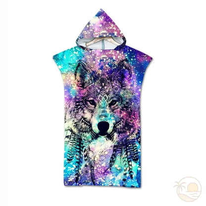 serviette de plage poncho loup