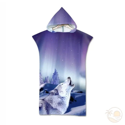 serviette de plage poncho loup aurore