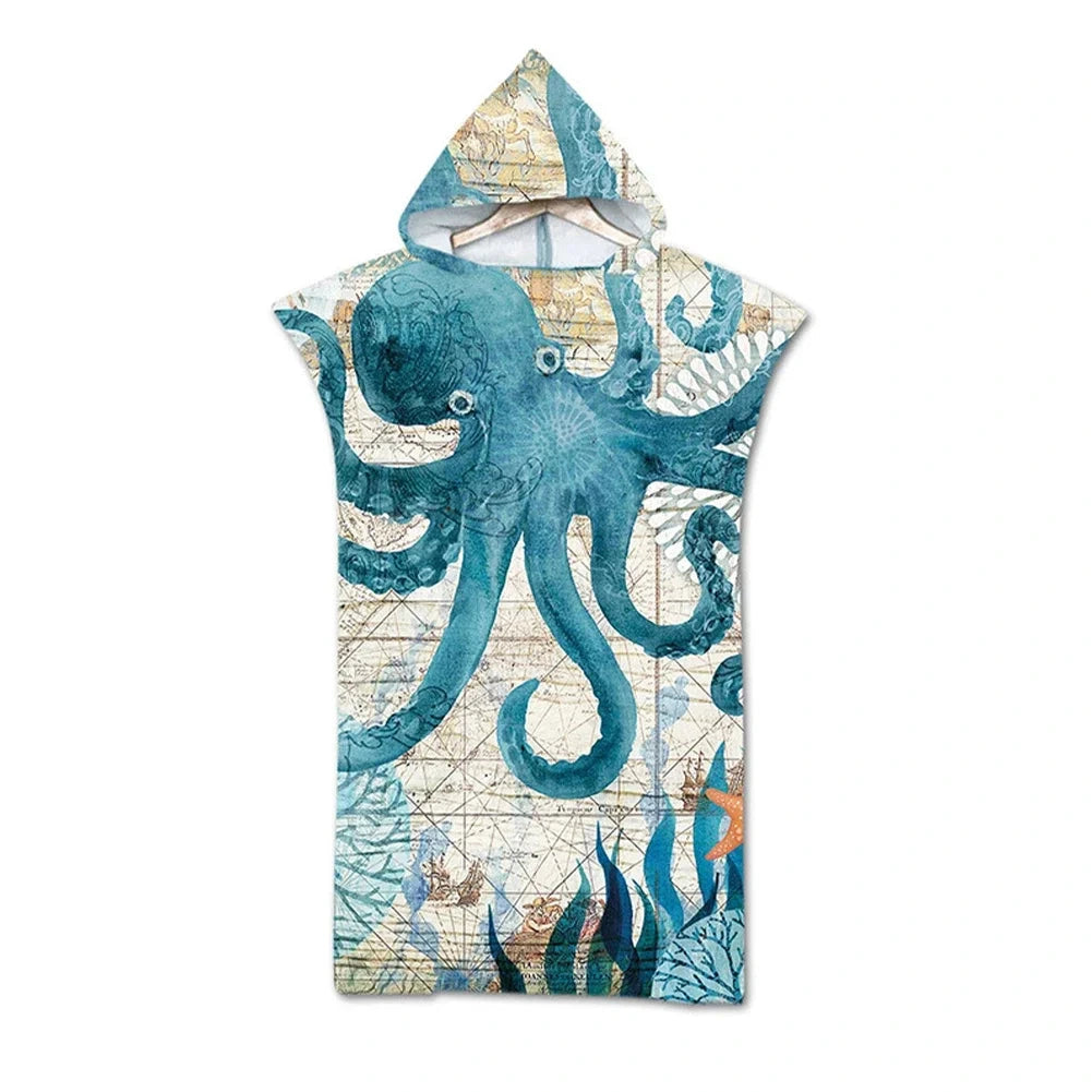serviette de plage poncho pieuvre