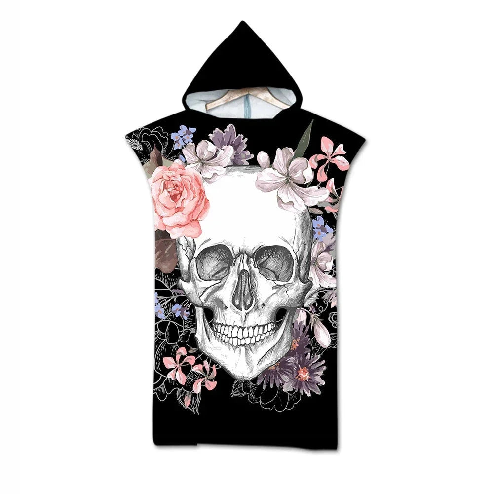 serviette de plage poncho tete de mort