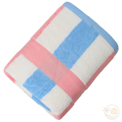 serviette de plage rayures rose