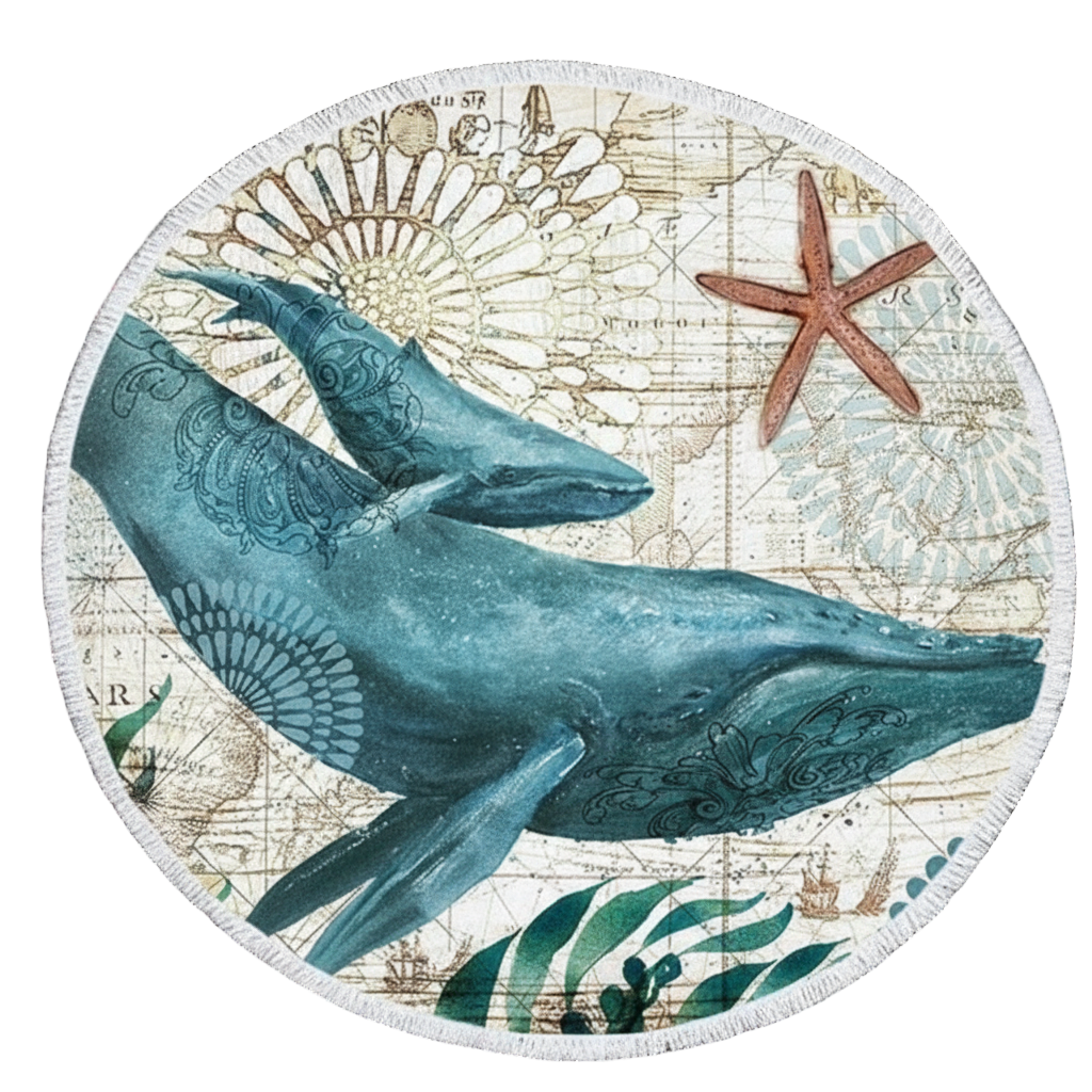 serviette de plage ronde baleine