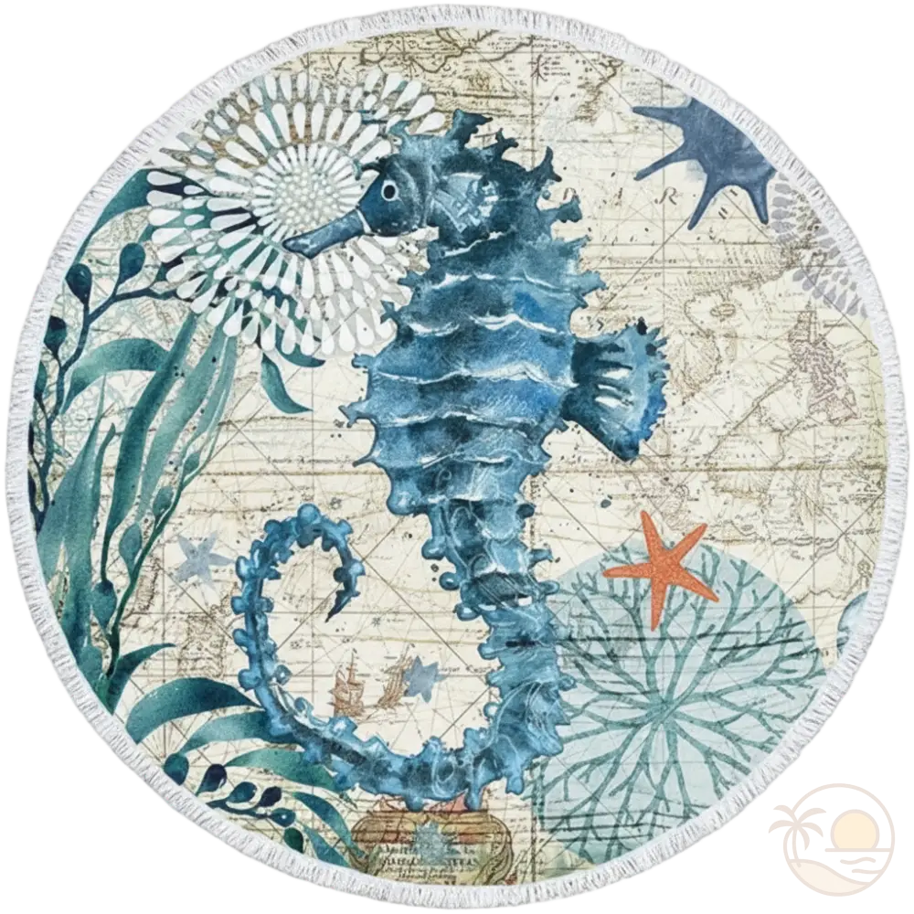 serviette de plage ronde hippocampe