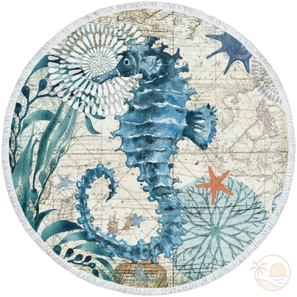 serviette de plage ronde hippocampe