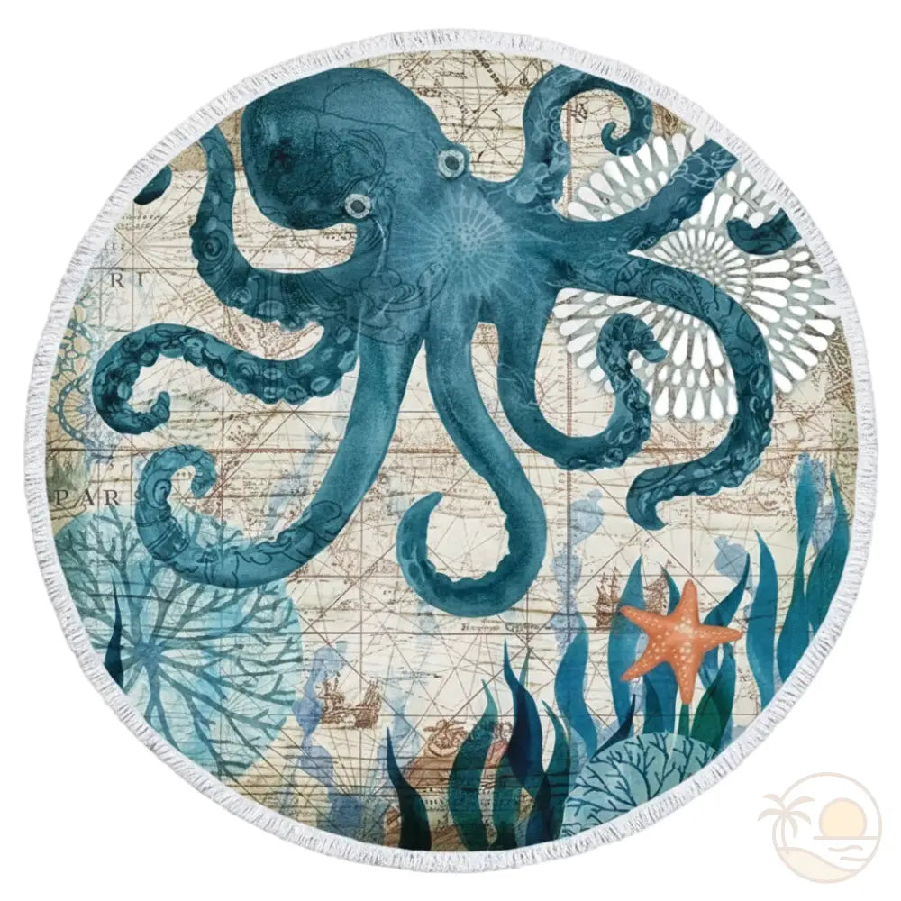 serviette de plage ronde pieuvre