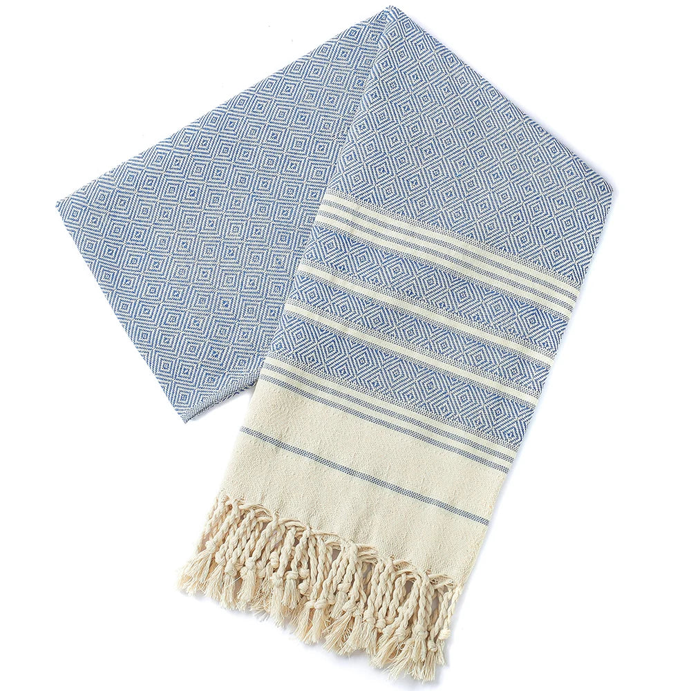 serviette plage fouta bleu marine