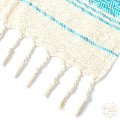 serviette plage fouta bleu zoom tresses