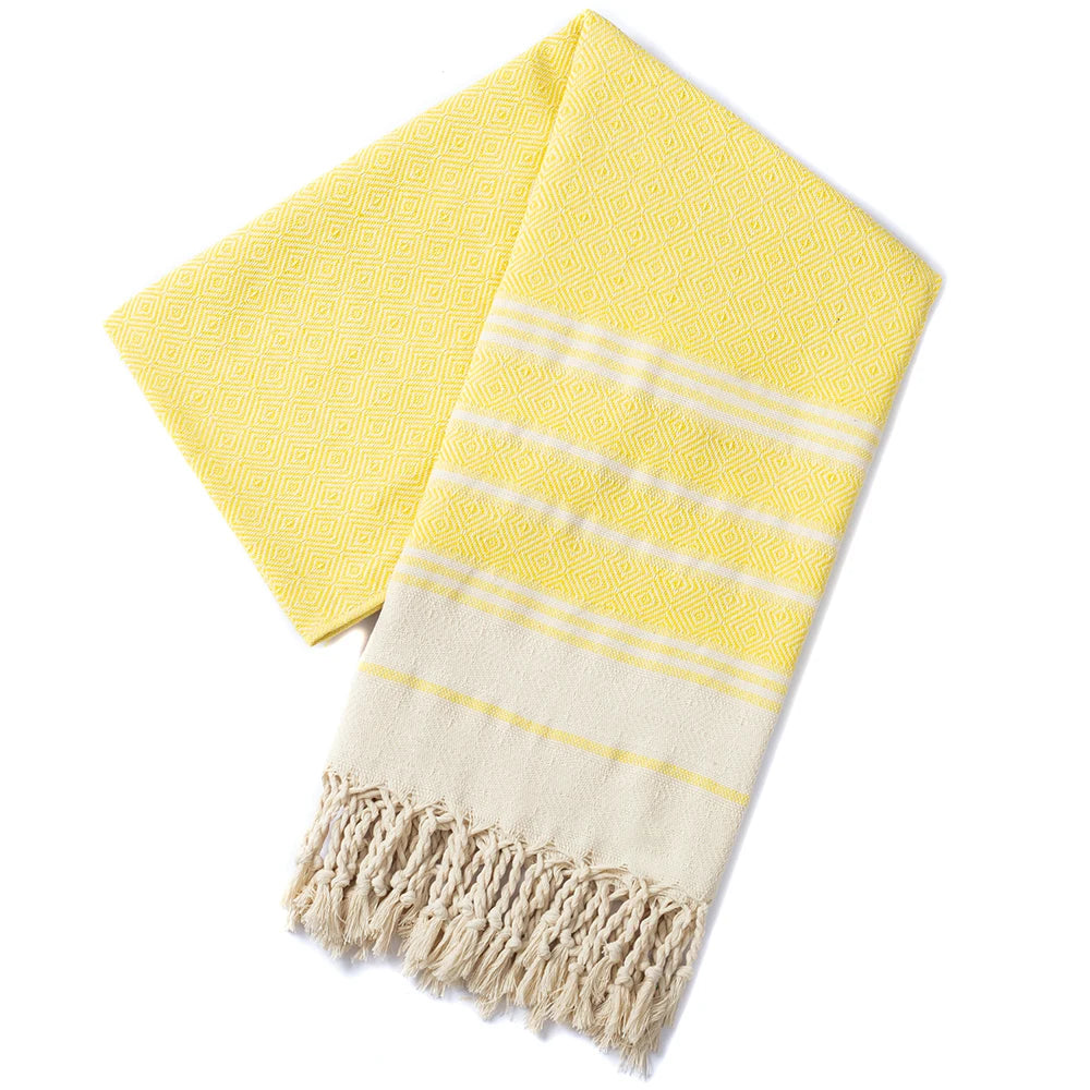 serviette plage fouta jaune clair