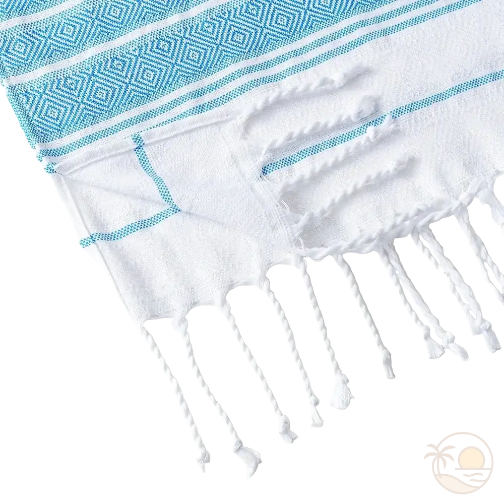serviette poncho de plage bleu bords