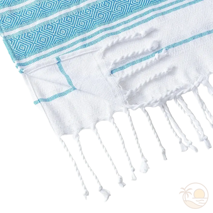serviette poncho de plage bleu bords