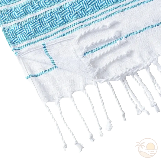 serviette poncho de plage bleu bords