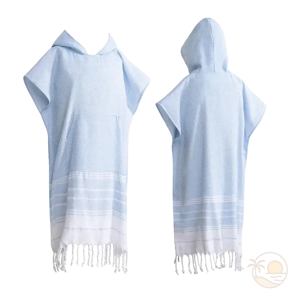 serviette poncho de plage bleu clair