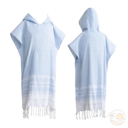 serviette poncho de plage bleu clair