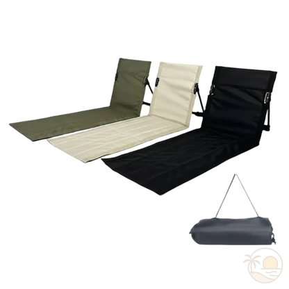 tapis de plage avec dossier vert blanc noir