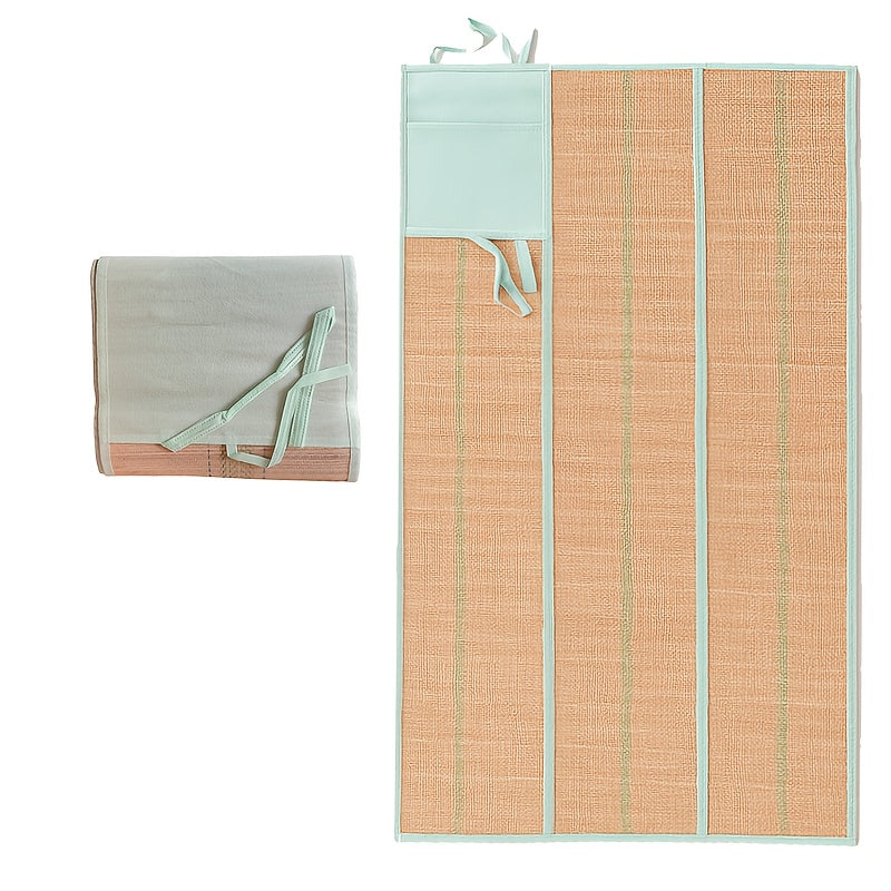 tapis de plage en paille sac bleu