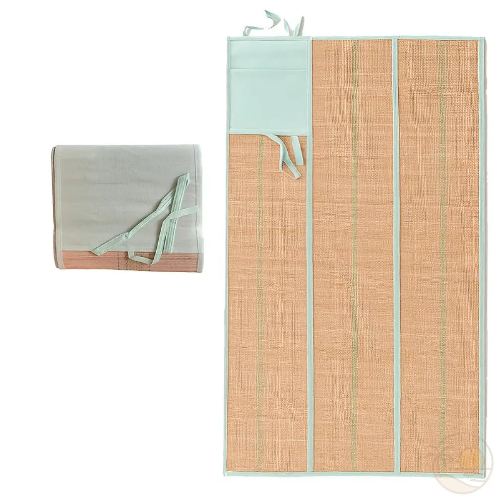 tapis de plage en paille sac bleu