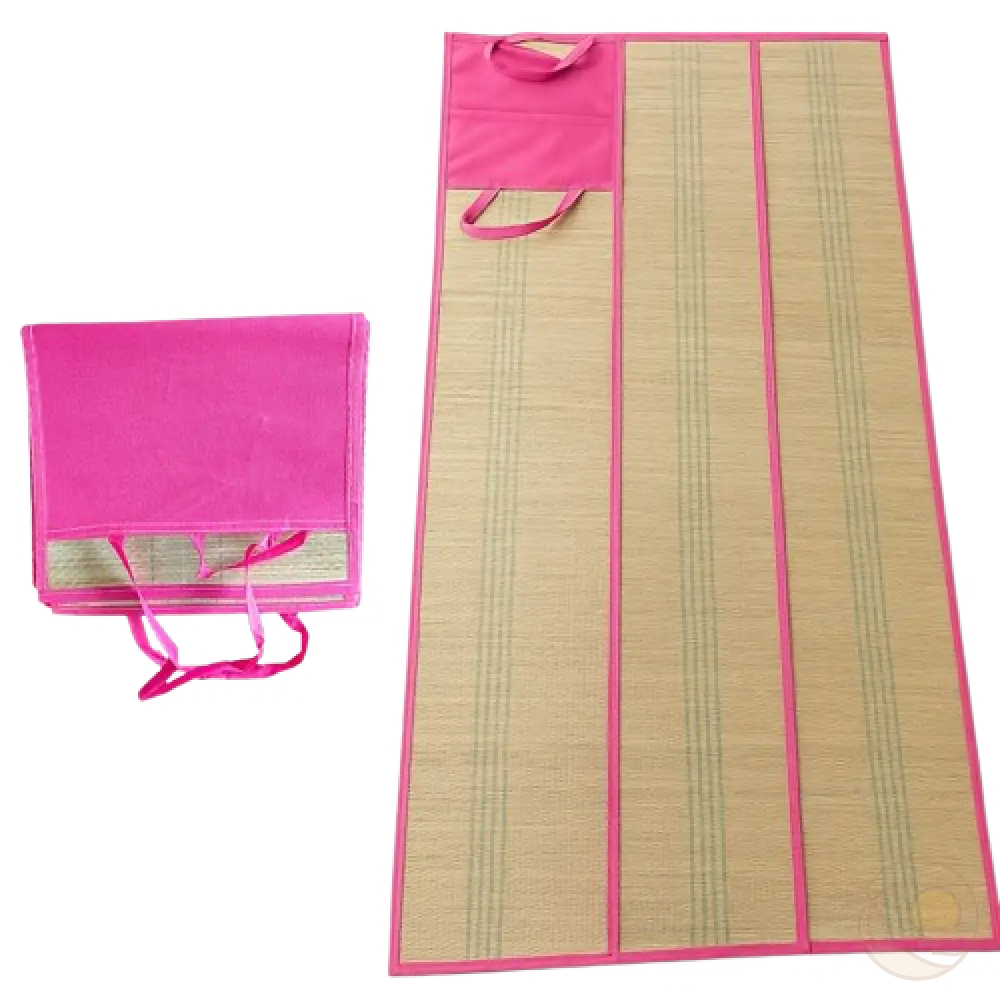 tapis de plage en paille sac rose