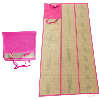 tapis de plage en paille sac rose