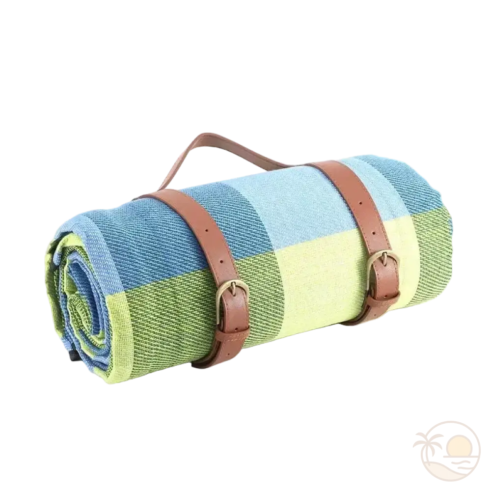 tapis de plage impermeable carreaux bleus et verts