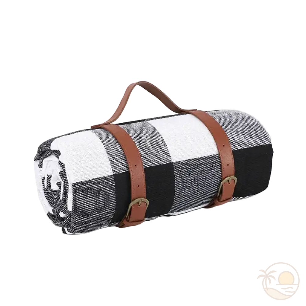 tapis de plage impermeable carreaux gris et blancs