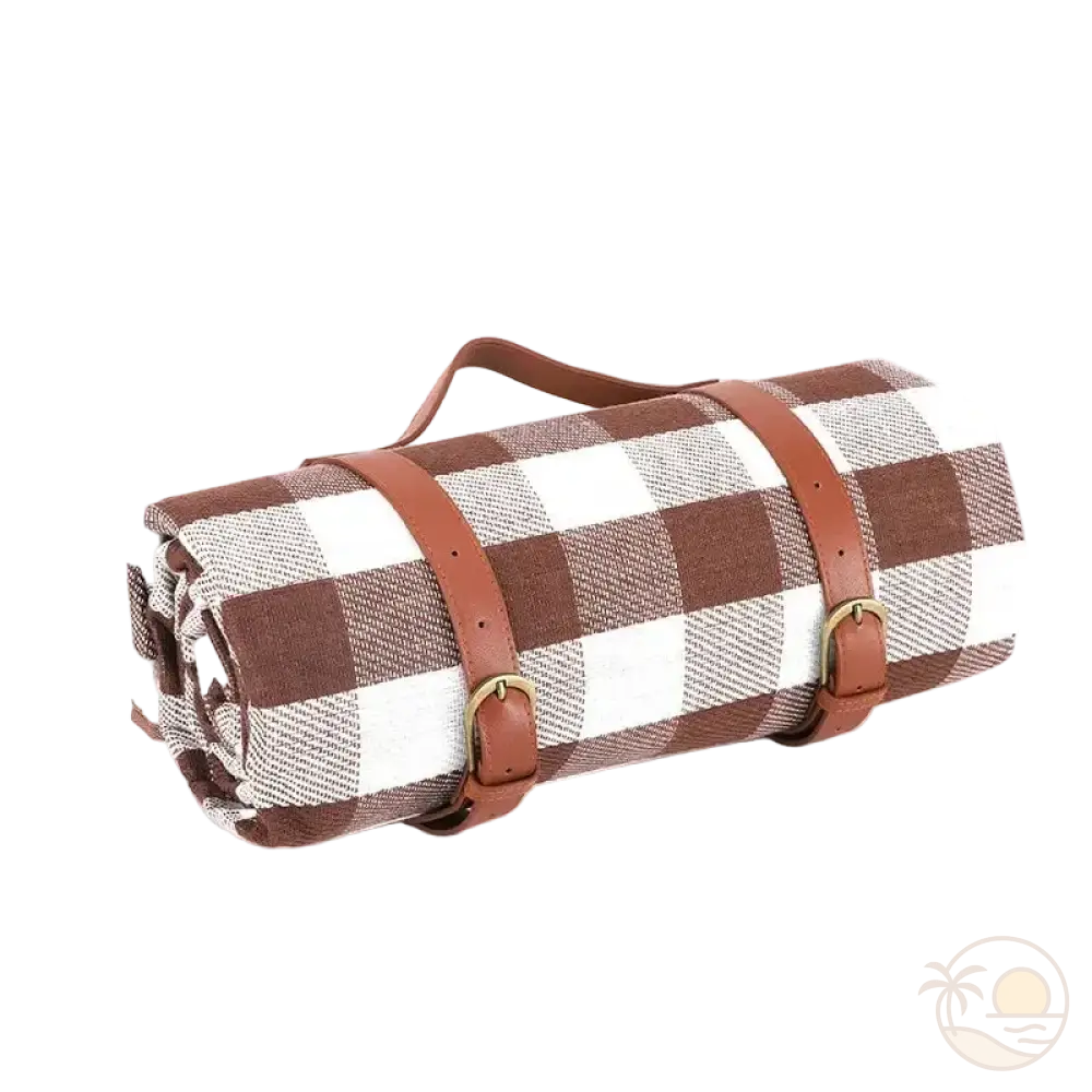 tapis de plage impermeable carreaux marrons et blancs