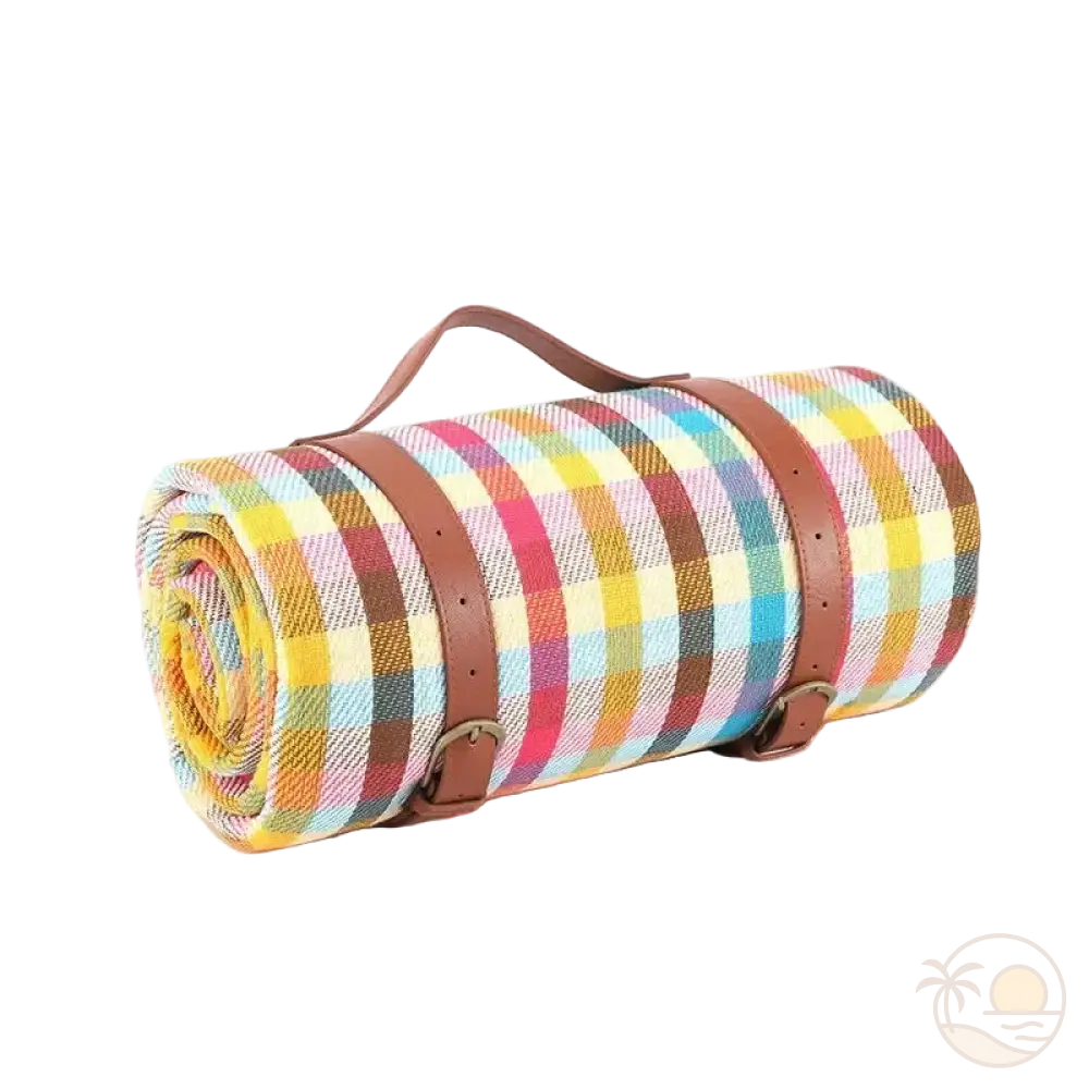 tapis de plage impermeable carreaux multicolores