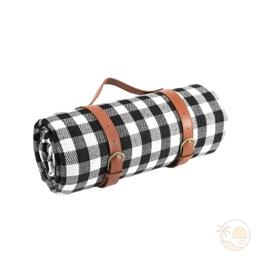 tapis de plage impermeable carreaux noirs et blancs