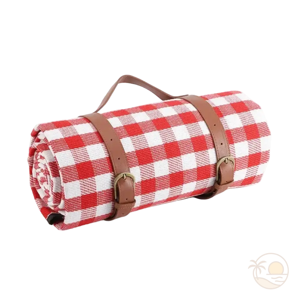 tapis de plage impermeable carreaux rouges et blancs