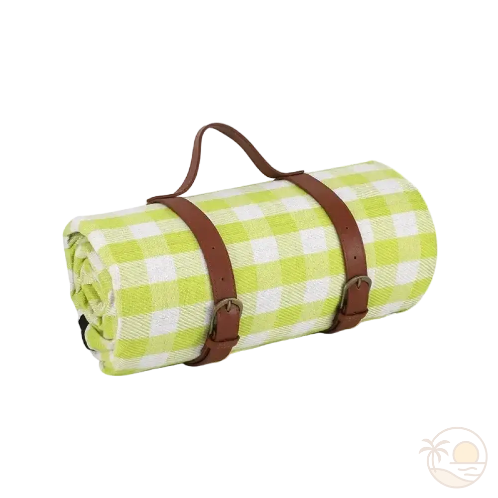 tapis de plage impermeable carreaux verts et blancs